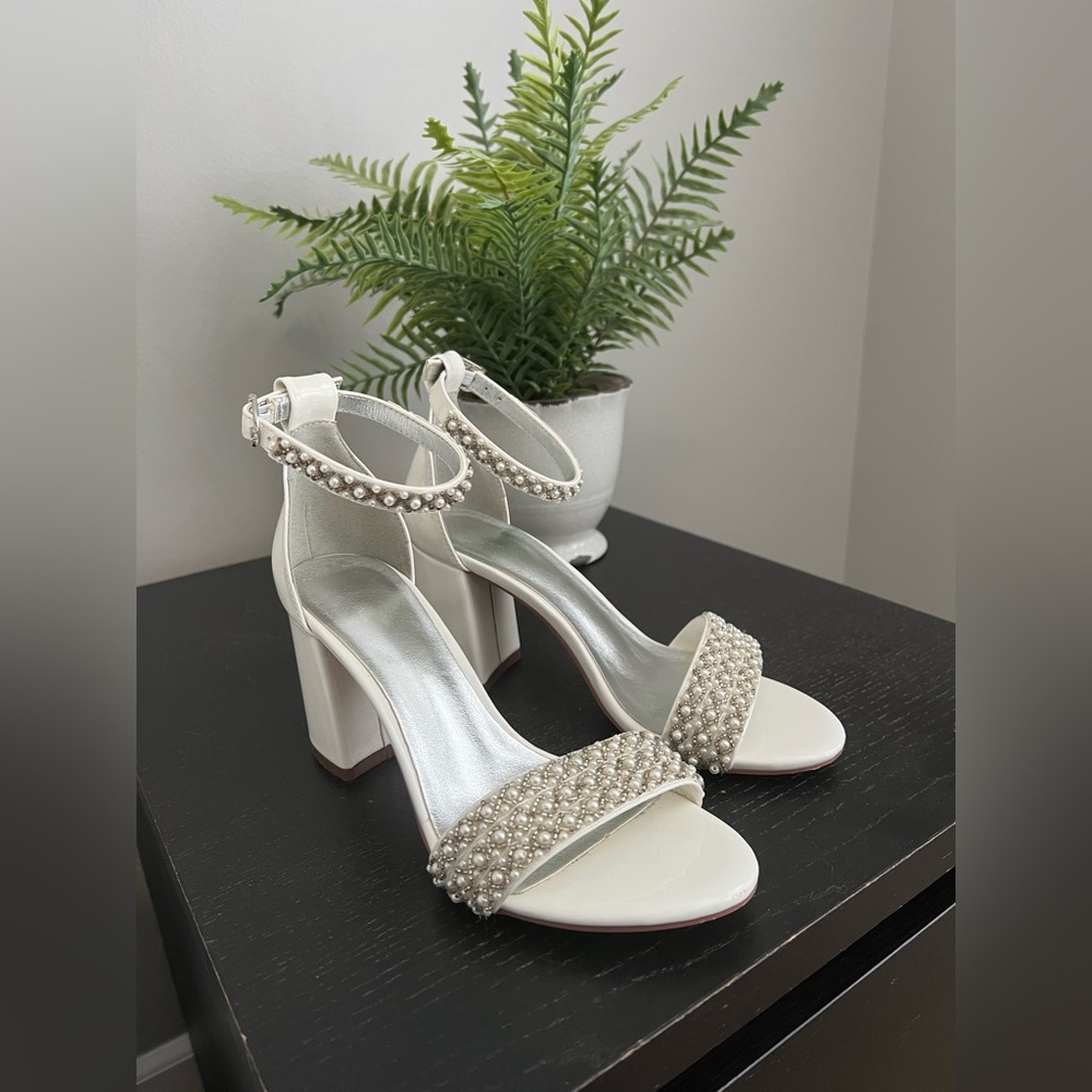 White Heels with Pearls